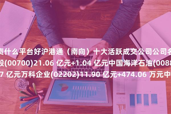 股票配资什么平台好沪港通（南向）十大活跃成交公司公司名称成交金额净买入额腾讯控股(00700)21.06 亿元+1.04 亿元中国海洋石油(00883)20.75 亿元-4.37 亿元万科企业(02202)11.90 亿元+474.06 万元中国银行(03988)9.46 亿元+7.20 亿元中国移动(00941)8.53 亿元+8159.83 万元融创中国(01918)7.25 亿元+2107.