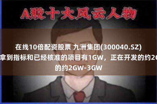 在线10倍配资股票 九洲集团(300040.SZ)：目前已拿到指标和已经核准的项目有1GW，正在开发的约2GW-3GW