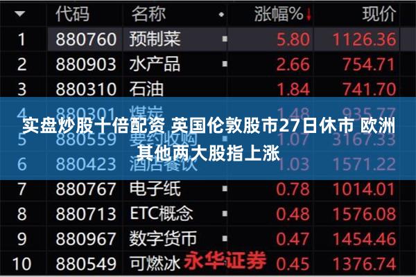 实盘炒股十倍配资 英国伦敦股市27日休市 欧洲其他两大股指上涨